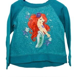 Disney Store Ariel  Little Mermaid crewneck sweatshirt turquoise green size 2